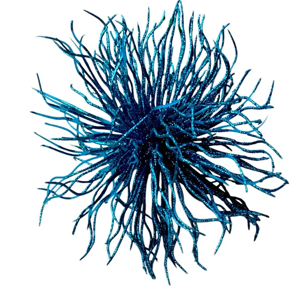 Decorative Sea Urchin Blue Glitter Ball Nautical Ocean Sea Decor